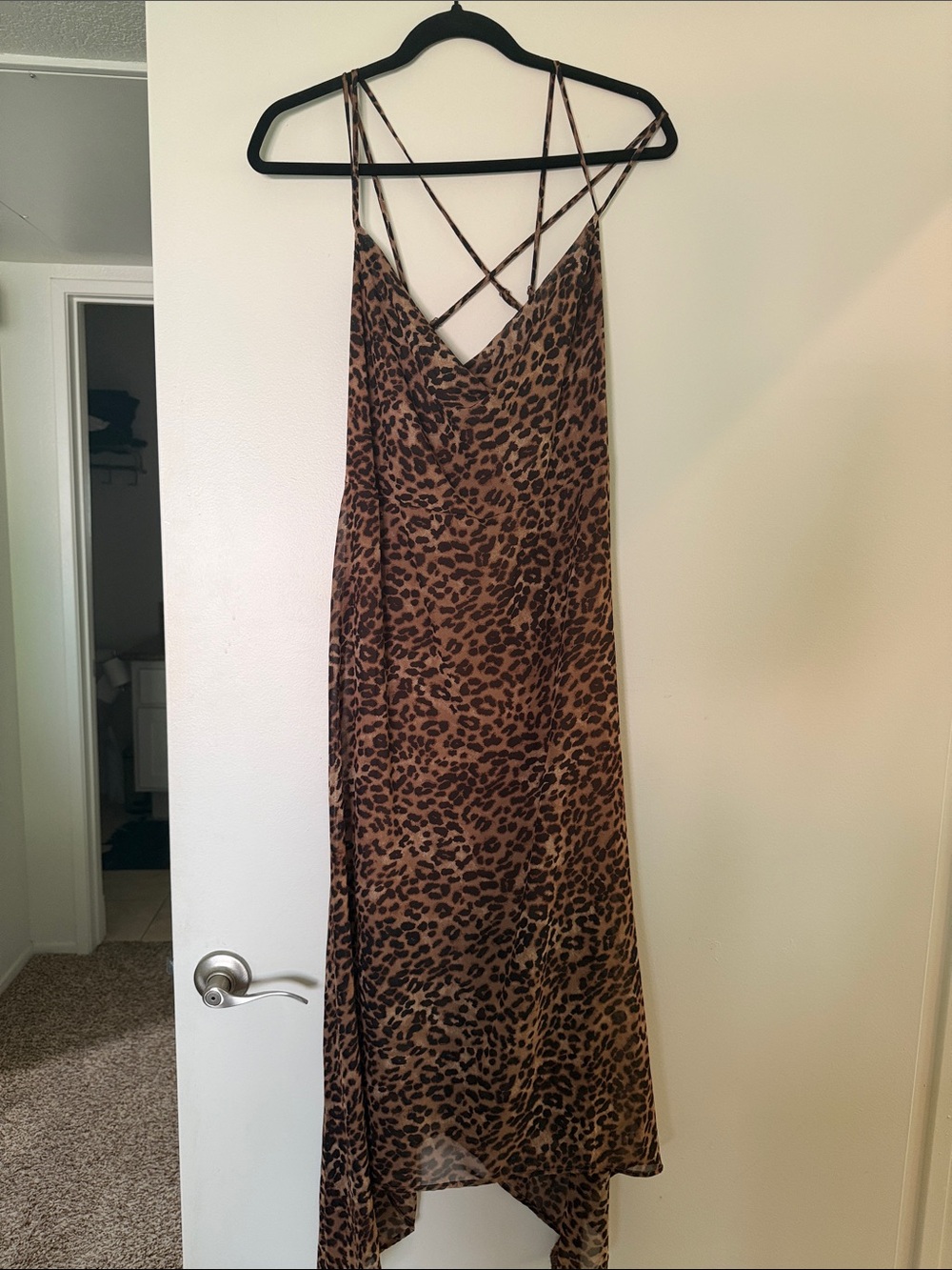 wild fable Leopard Print Asymmetrical Slip Dress in Brown and Black